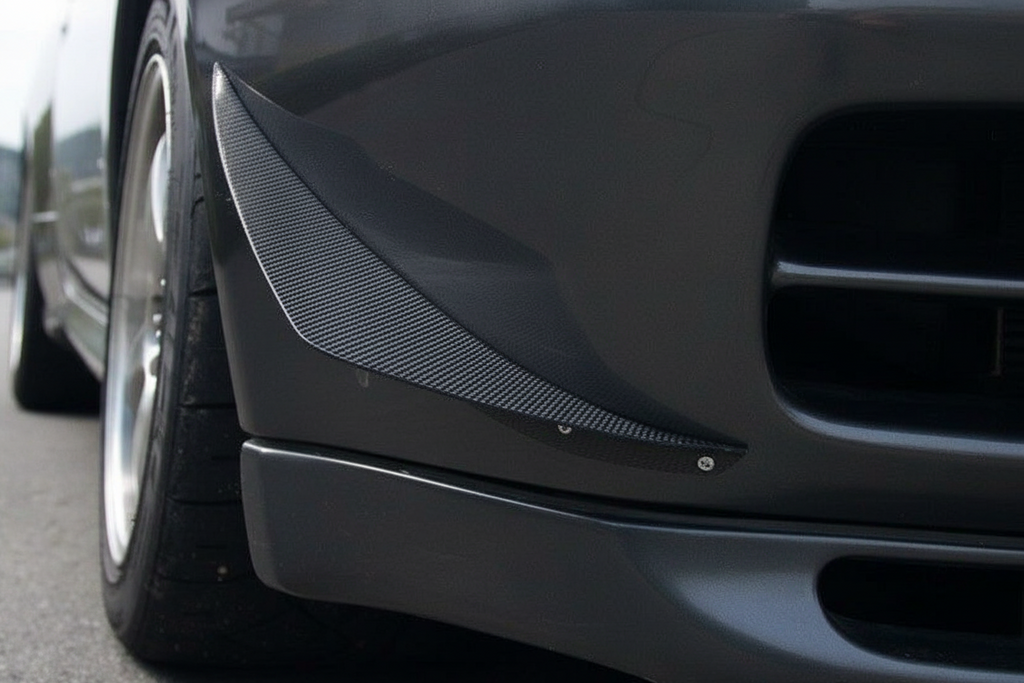 Carbon fiber front lip spoiler on a car