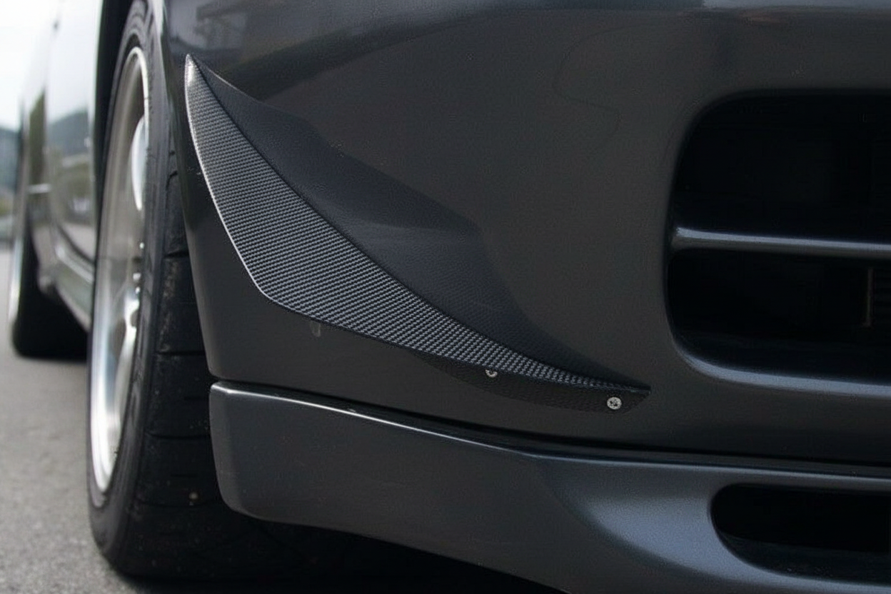 Carbon fiber front lip spoiler on a car